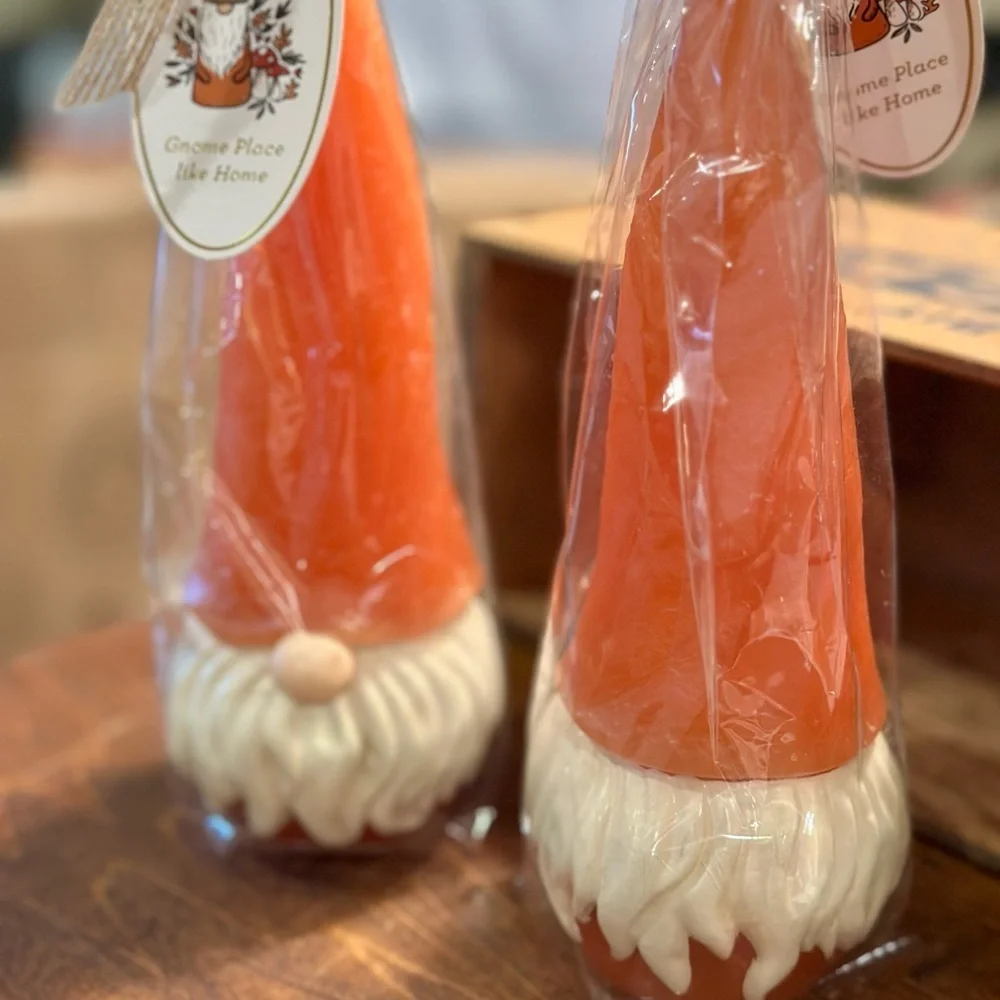 2 Gnome Candles and British Gnome Dish Towel